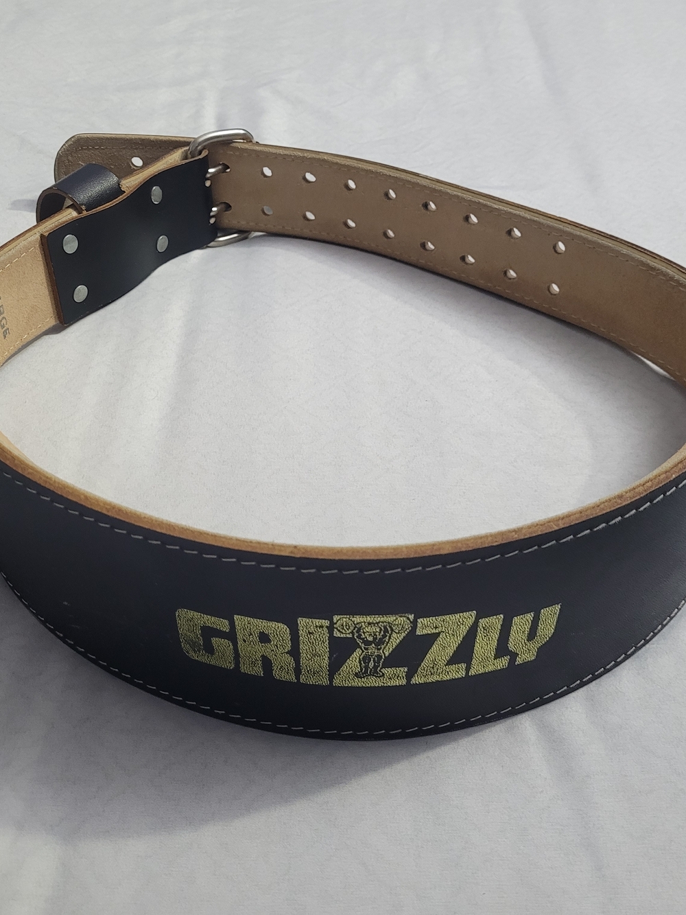 Grizzly Black Leather Weightlifting Belt